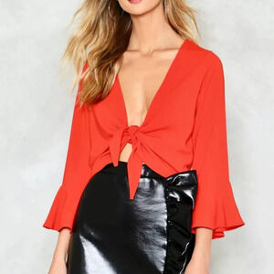 Nasty Gal Red Wrap Crop Top in Size 2